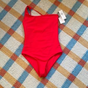 JADE SWIM APEX ASYMMETRIC LINED ONE-PIECE SWIMSUIT - red size medium